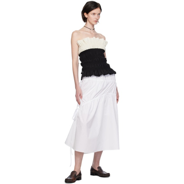  기준 Kijun White Drawstring Maxi Skirt 241586F093007