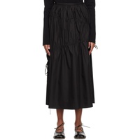 기준 Kijun Black Shirring Maxi Skirt 241586F093006