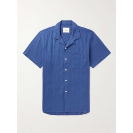 LA PAZ Panama Convertible-Collar Striped Textured-Cotton Shirt 1647597295789569