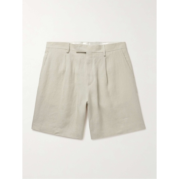  LARDINI Straight-Leg Pleated Linen Shorts 1647597323060984