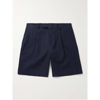 LARDINI Wide-Leg Pleated Linen Bermuda Shorts 1647597323083010