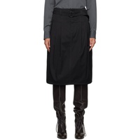 르메르 LEMAIRE Black Pleated Belted Midi Skirt 232646F092000