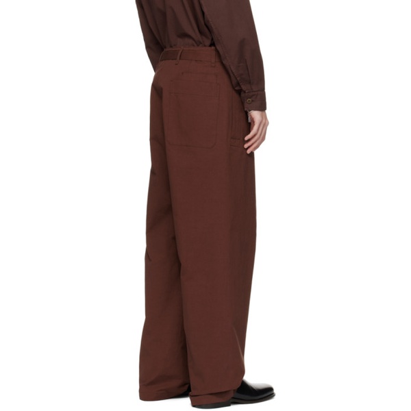 르메르 LEMAIRE Brown Seamless Belted Trousers 241646M191002