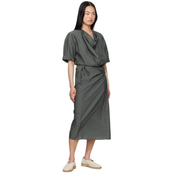  르메르 LEMAIRE Gray Wrap Midi Dress 241646F054006