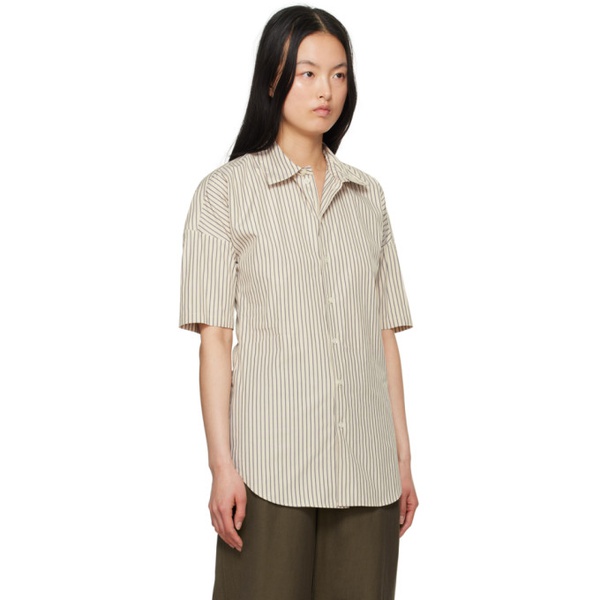  르메르 LEMAIRE 오프화이트 Off-White & Navy Stripe Shirt 241646F109010