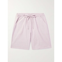 LORETTA CAPONI Straight-Leg Striped Cotton-Seersucker Drawstring Shorts 1647597311037965