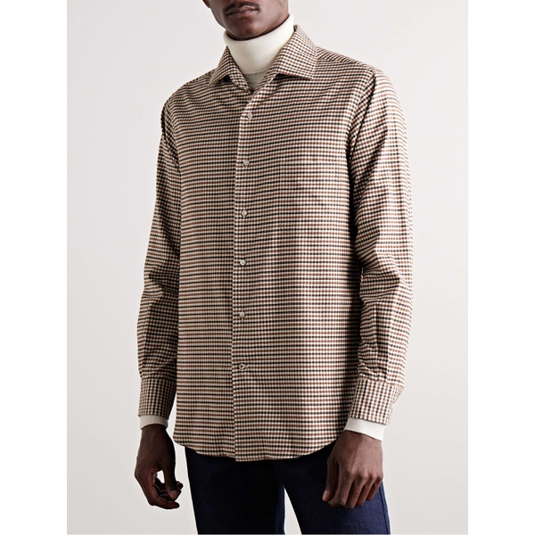  로로 피아나 LORO PIANA Logo-Appliqued Checked Cotton-Flannel Shirt 1647597321432261