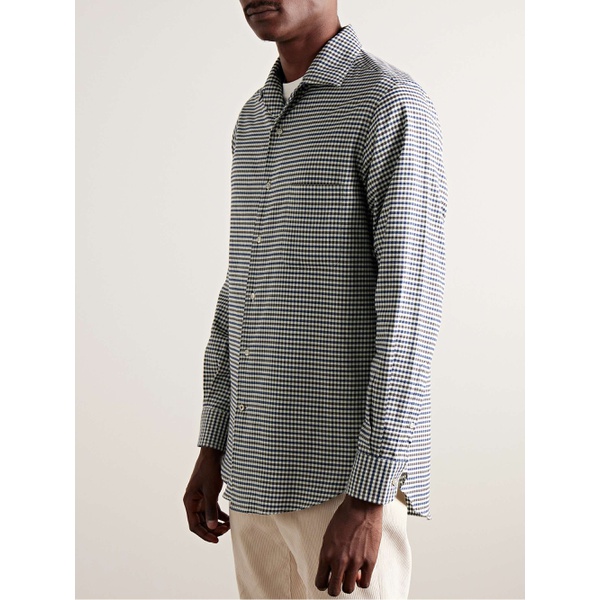  로로 피아나 LORO PIANA Logo-Appliqued Checked Cotton-Flannel Shirt 1647597321432357
