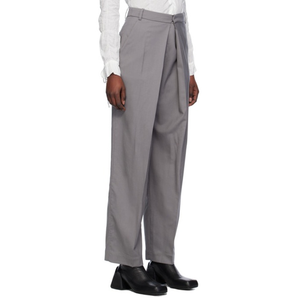  로우 클래식 LOW CLASSIC Gray Wide-Leg Trousers 241666F087004