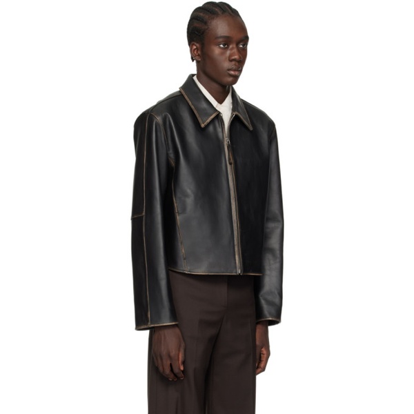  로우 클래식 LOW CLASSIC Black Faded Leather Jacket 241666M181001