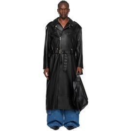 LU'U DAN Black Long Perfecto Leather Coat 241331M181002