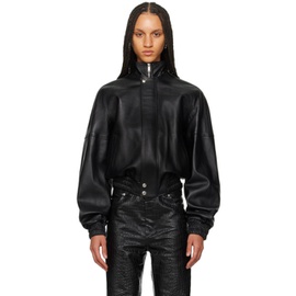 LUU DAN Black Raglan Leather Jacket 241331F064000