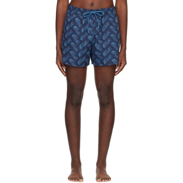 라코스테 라코스테 Lacoste Navy Printed Swim Shorts 232268M208000