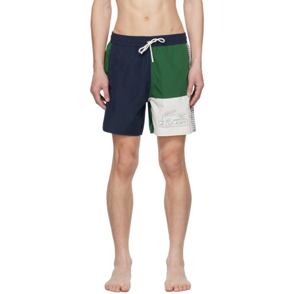 라코스테 라코스테 Lacoste Navy & Green Colorblock Swim Shorts 232268M193001