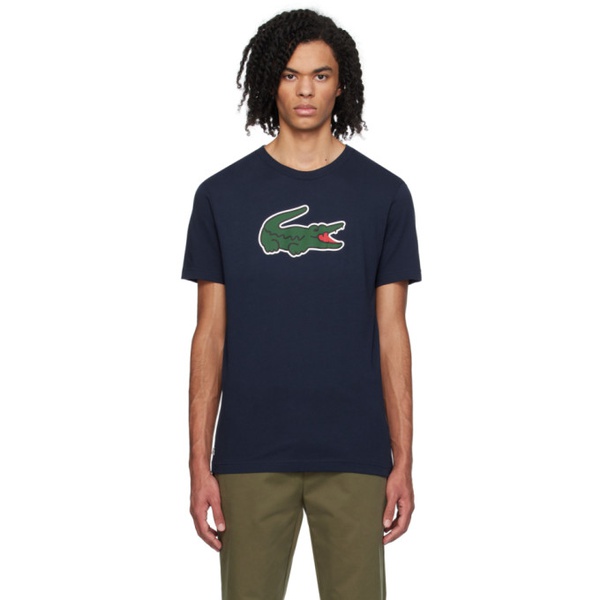 라코스테 라코스테 Lacoste Navy Croc Print T-Shirt 241268M213013