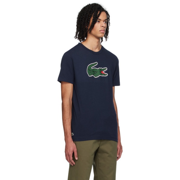 라코스테 라코스테 Lacoste Navy Croc Print T-Shirt 241268M213013