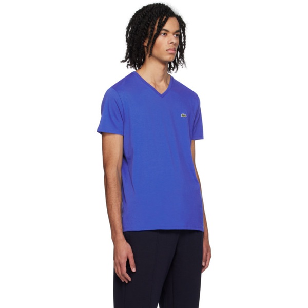 라코스테 라코스테 Lacoste Blue V-Neck T-Shirt 241268M213023