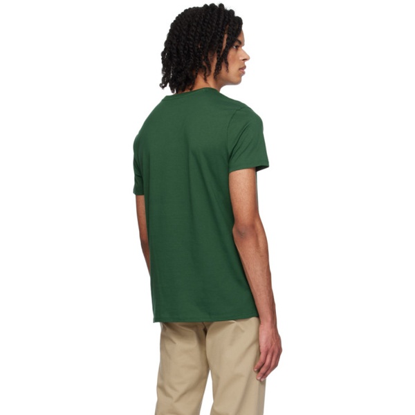 라코스테 라코스테 Lacoste Green V-Neck T-Shirt 241268M213026