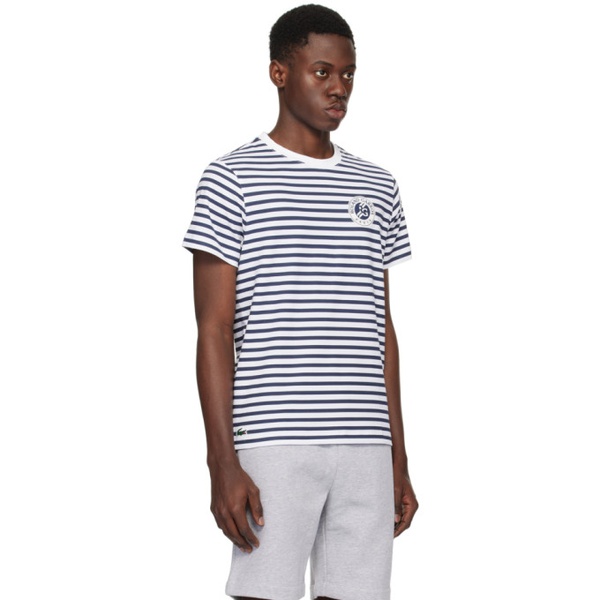 라코스테 라코스테 Lacoste White & Navy Roland Garros 에디트 Edition T-Shirt 241268M213036