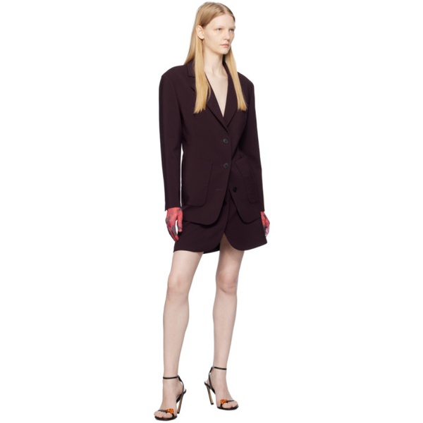  랑방 Lanvin Burgundy High-Rise Miniskirt 232254F090001
