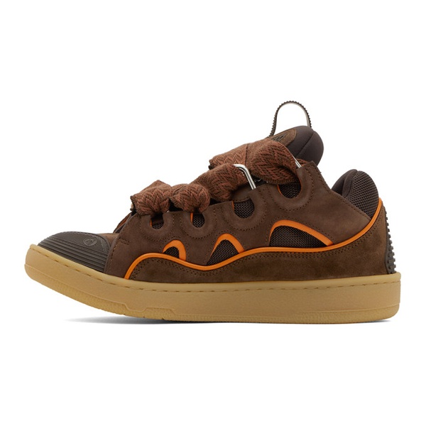  랑방 Lanvin SSENSE Exclusive Brown Leather Curb Sneakers 241254M237054