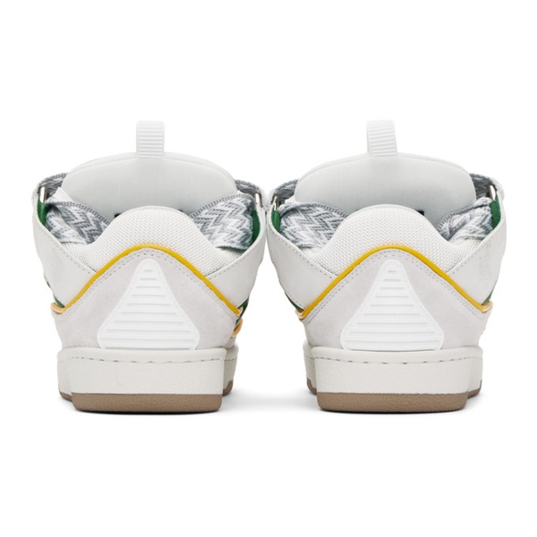  랑방 Lanvin SSENSE Exclusive White & Green Curb Sneakers 241254F128021