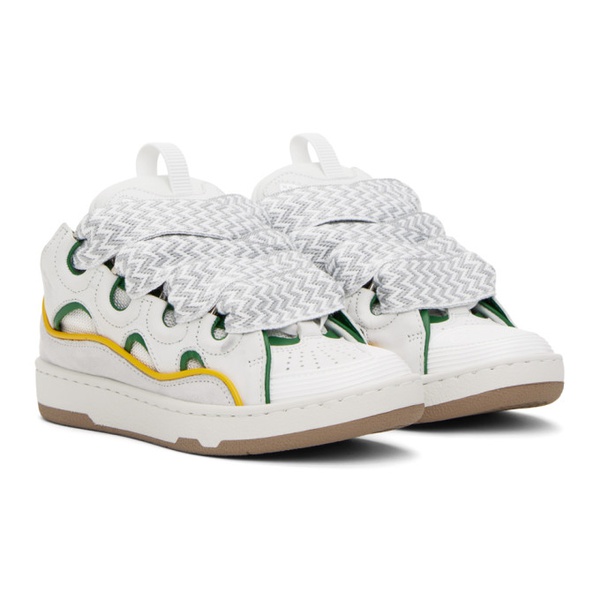  랑방 Lanvin SSENSE Exclusive White & Green Curb Sneakers 241254F128021