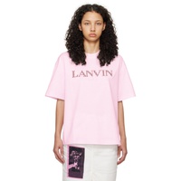 랑방 Lanvin Pink Oversized Embroidered Curb T-Shirt 241254F110002