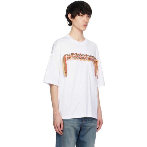  랑방 Lanvin White Curb Lace T-Shirt 241254M213007