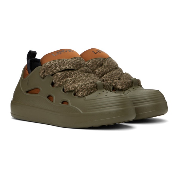  랑방 Lanvin Green & Taupe Curb Color-Block Rubber Sneakers 241254M237031