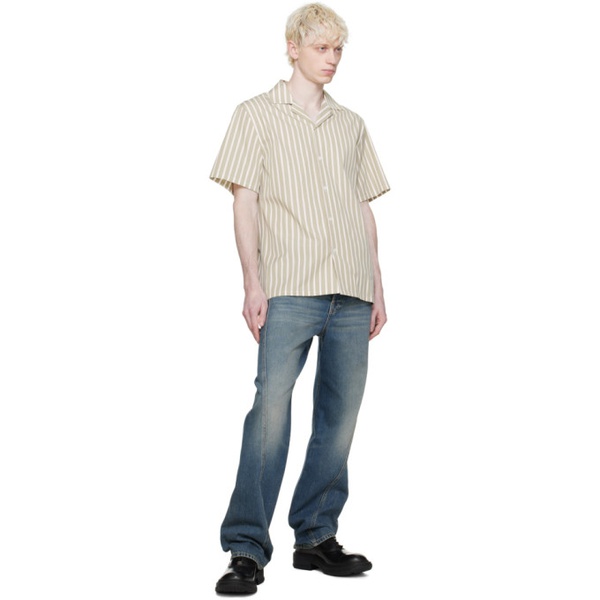  랑방 Lanvin Green Striped Shirt 241254M192007