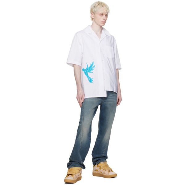  랑방 Lanvin White Asymmetrical Shirt 241254M192008