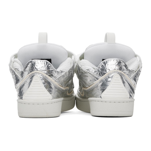  랑방 Lanvin Silver Curb Metallic Effect Sneakers 241254F128015