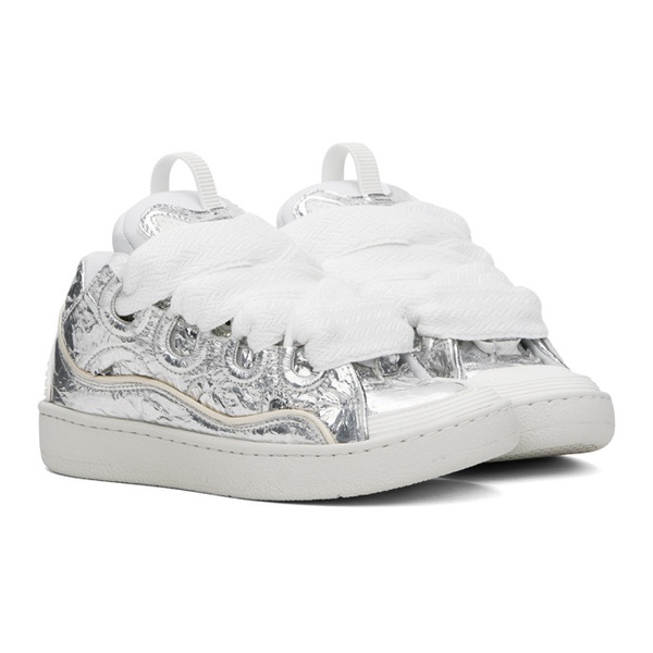  랑방 Lanvin Silver Curb Metallic Effect Sneakers 241254F128015
