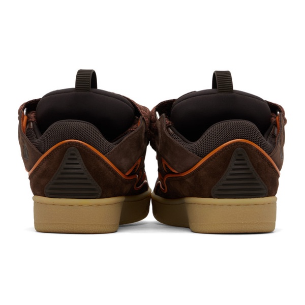  랑방 Lanvin SSENSE Exclusive Brown & Orange Curb Sneakers 241254F128023