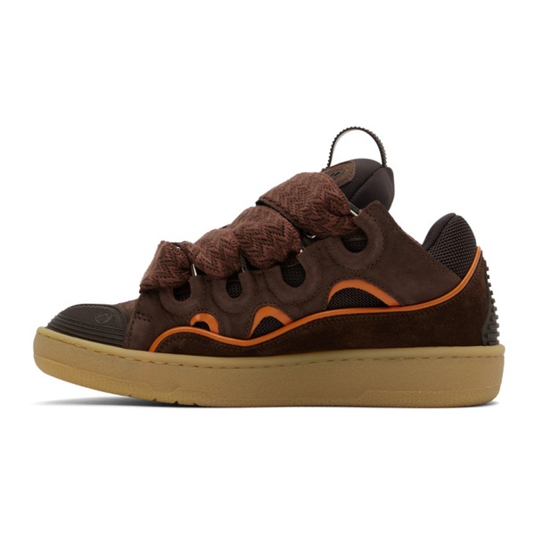  랑방 Lanvin SSENSE Exclusive Brown & Orange Curb Sneakers 241254F128023