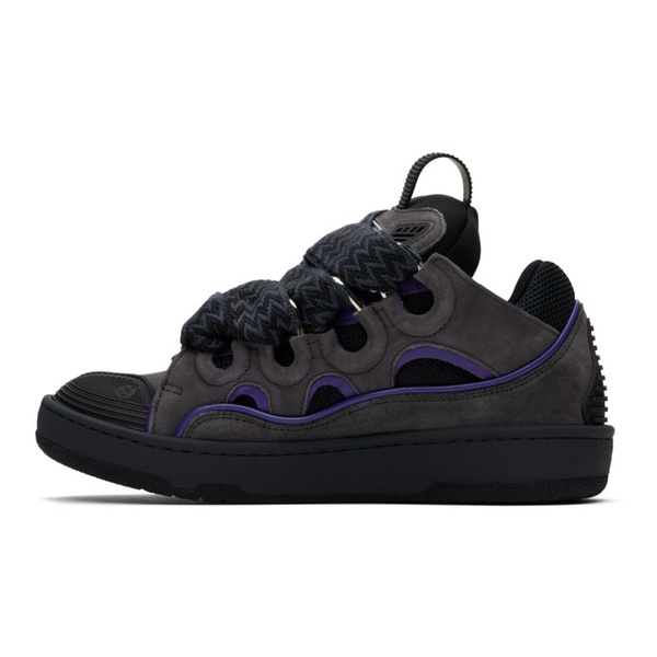  랑방 Lanvin SSENSE Exclusive Black & Purple Curb Sneakers 241254F128024