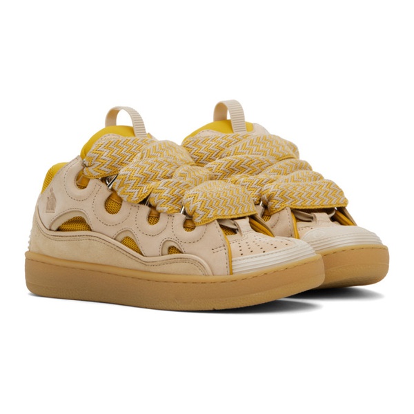  랑방 Lanvin SSENSE Exclusive Beige & Yellow Curb Sneakers 241254F128026