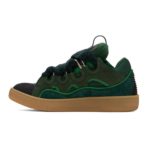 랑방 Lanvin SSENSE Exclusive Green Leather Curb Sneakers 241254M237051