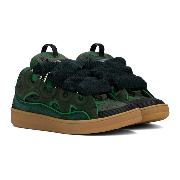  랑방 Lanvin SSENSE Exclusive Green Leather Curb Sneakers 241254M237051