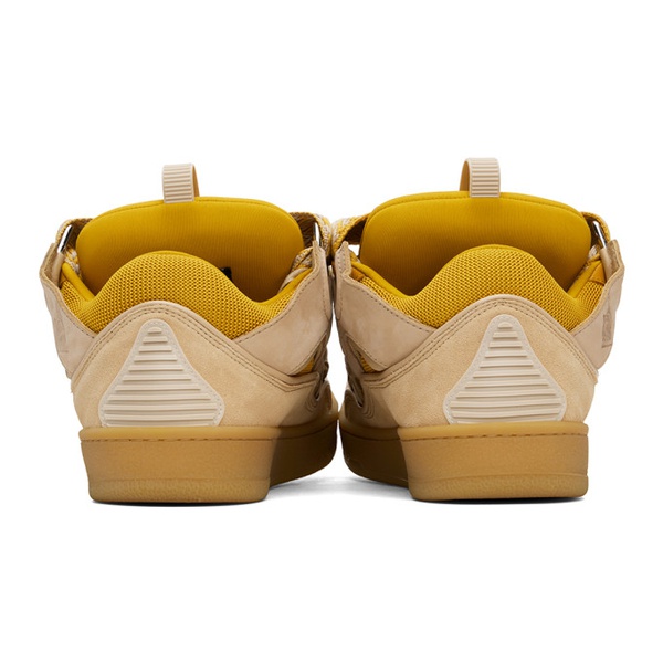  랑방 Lanvin SSENSE Exclusive Beige & Yellow Leather Curb Sneakers 241254M237050