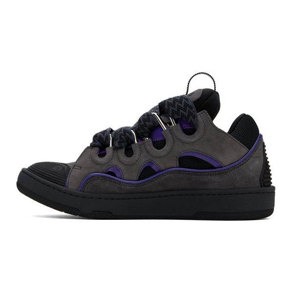  랑방 Lanvin SSENSE Exclusive Gray & Black Leather Curb Sneakers 241254M237052