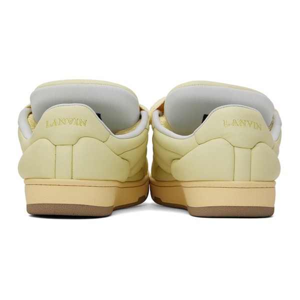  랑방 Lanvin Yellow Curb XL Leather Sneakers 241254M237014