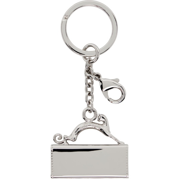  랑방 Lanvin Silver Pencil Cat Brass Keychain 241254M148000