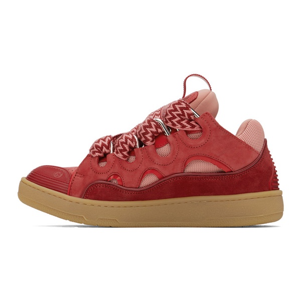  랑방 Lanvin Red Curb Leather Sneakers 241254M237064