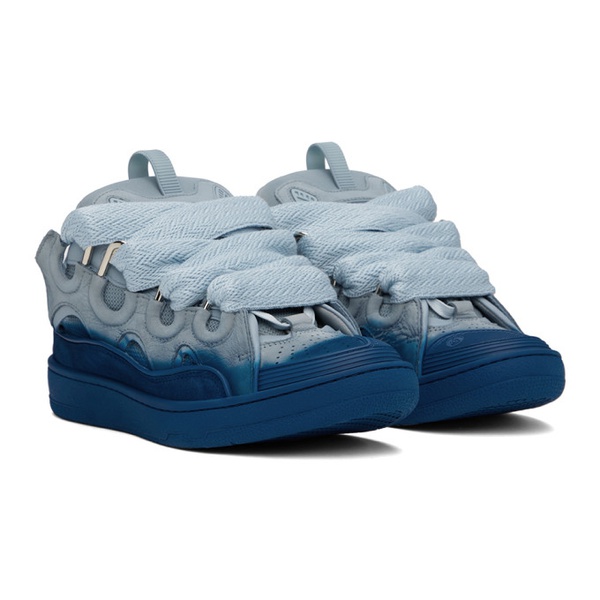  랑방 Lanvin Gray & Blue Leather Curb Sneakers 241254M237067
