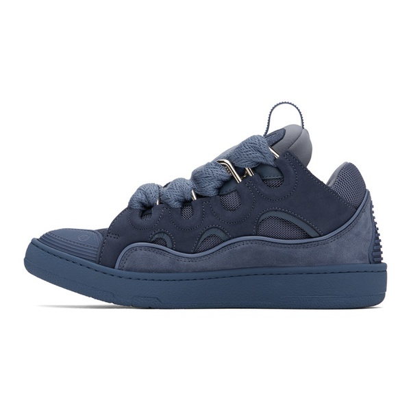 랑방 Lanvin Blue Leather Curb Sneakers 241254M237070