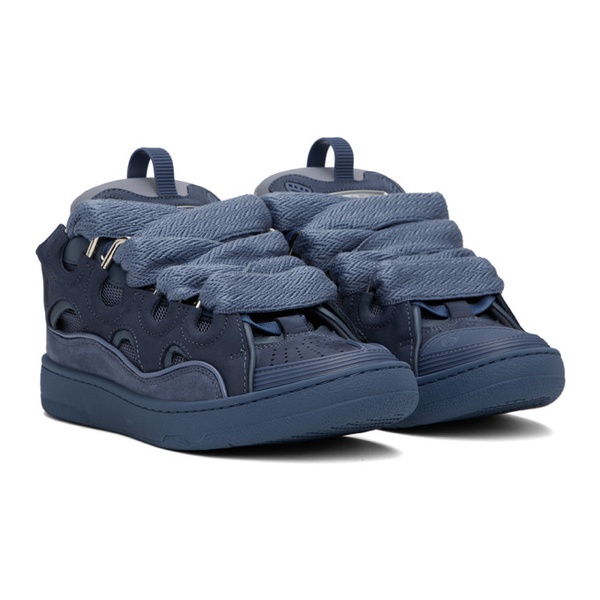  랑방 Lanvin Blue Leather Curb Sneakers 241254M237070