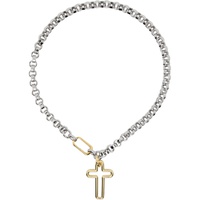 로라 롬바르디 Laura Lombardi SSENSE Exclusive Gold & Silver Cross Pendant Necklace 231253F023088