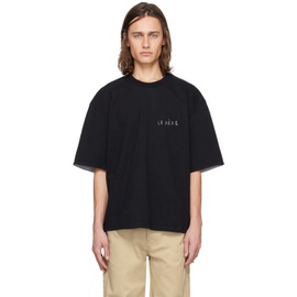 Le PEERE Black Double Sleeve T-Shirt 241215M213009